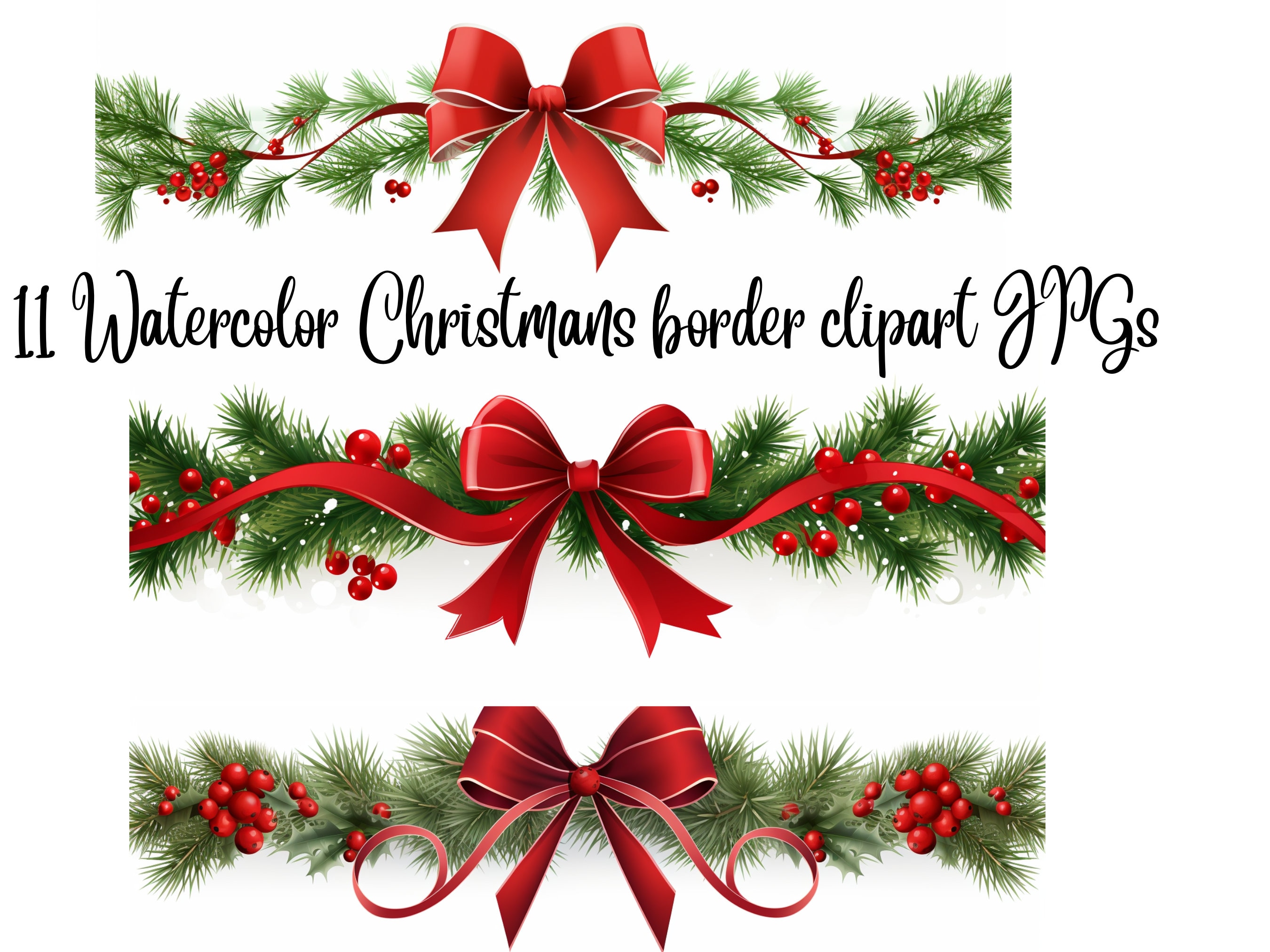 Christmas border clipart high quality jpgs digital download card making mixed media digital paper craft