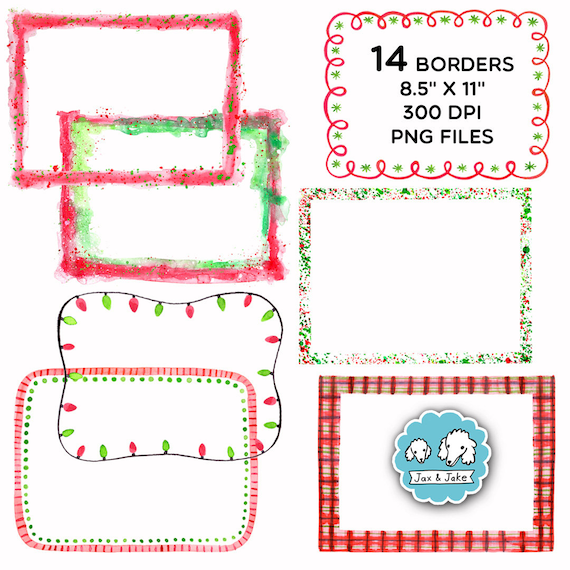 Watercolor christmas border clipart holiday clip art frames for christmas cards printable xmas card template string lights boarder png download now