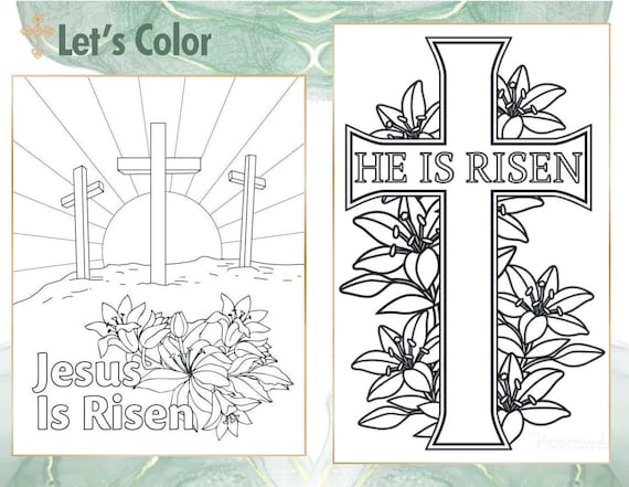 Religious easter coloring pages for kids party diy instant download printable coloring book easter party favors easter lunch decoration