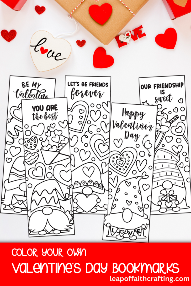Free valentine bookmarks to color cute printables