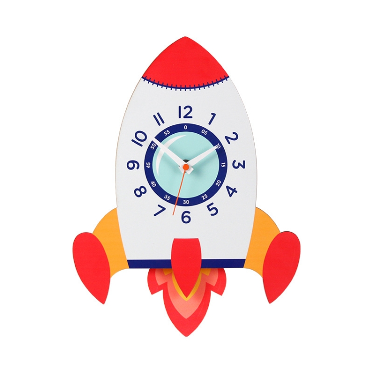 Cartoon shake wall clock children room decoration wall clock rocket