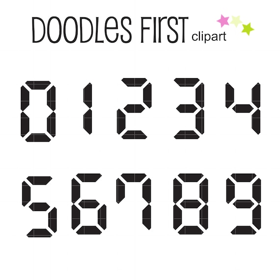 Digital clock numbers digital clip art for scrapbooking card making cupcake toppers paper crafts