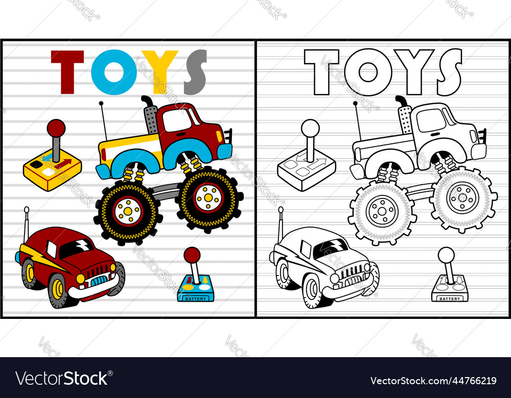 Coloring book of remote control cars royalty free vector