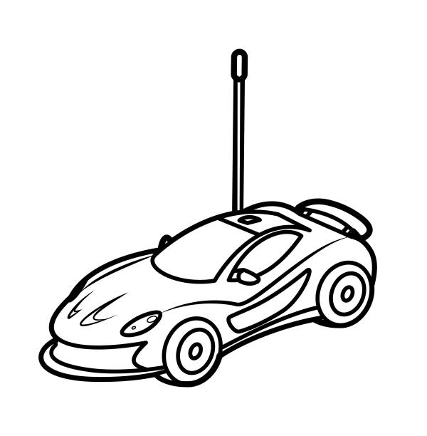 Black and white remotecontrolled car stock illustration