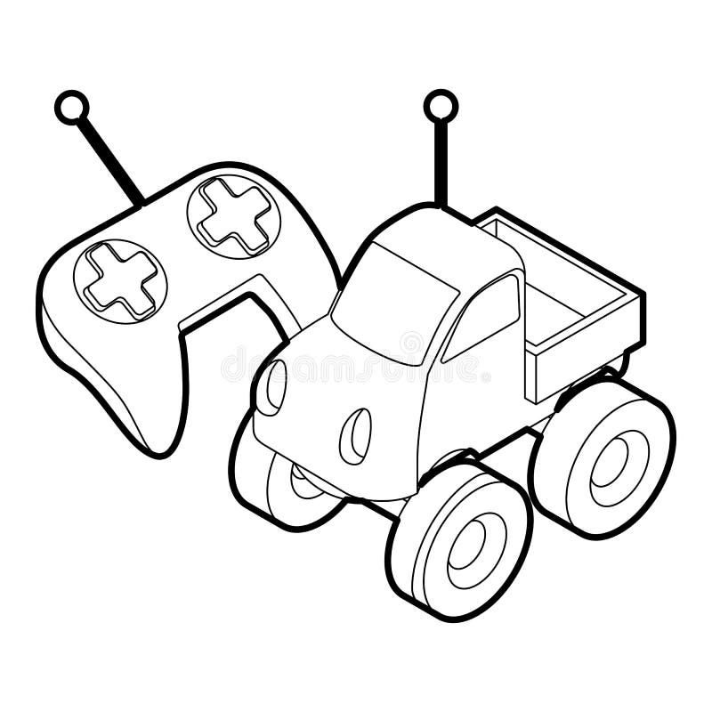 Control remote car toy outline style stock vector