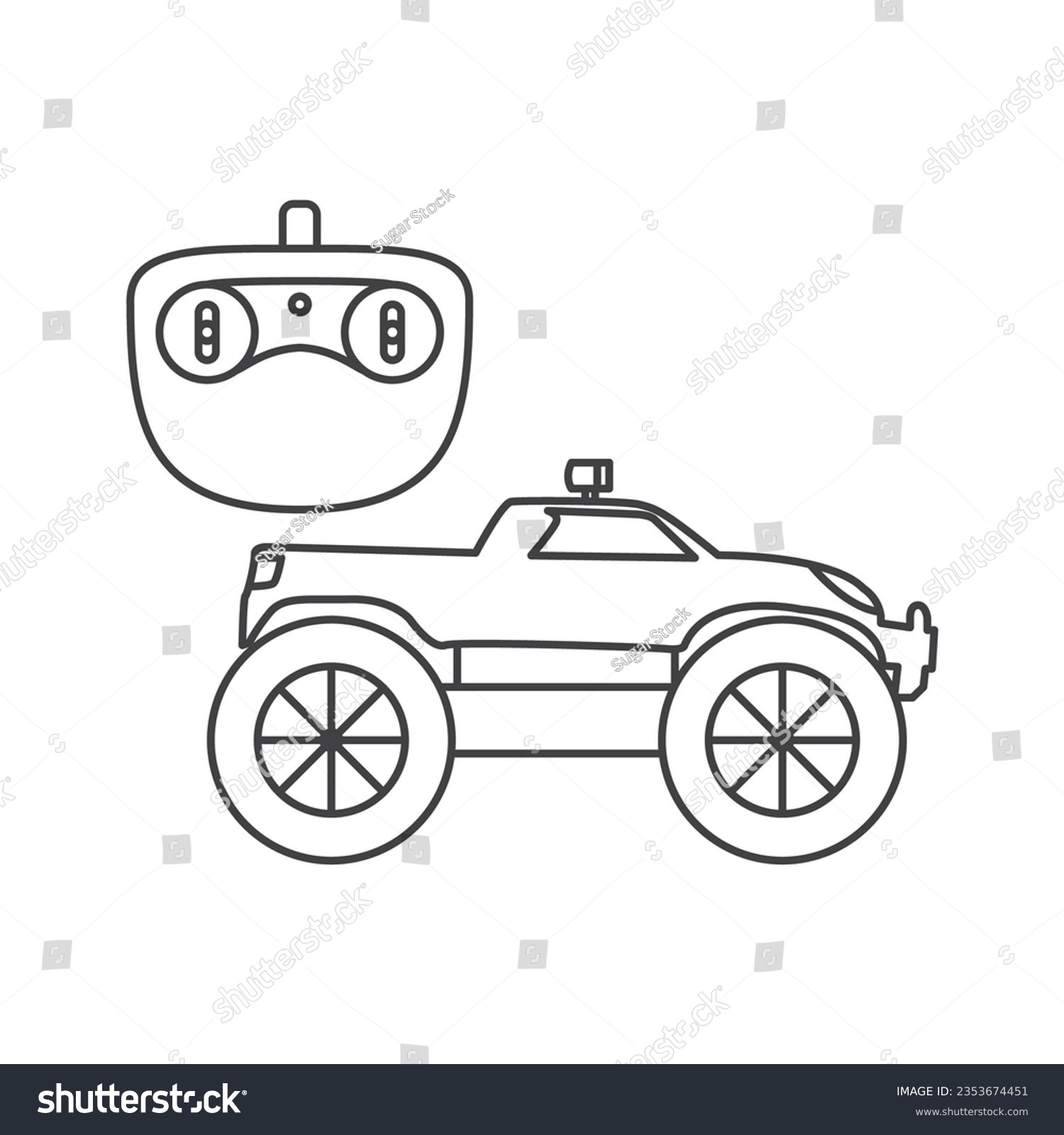 Remote control car toy line icon stock vector royalty free