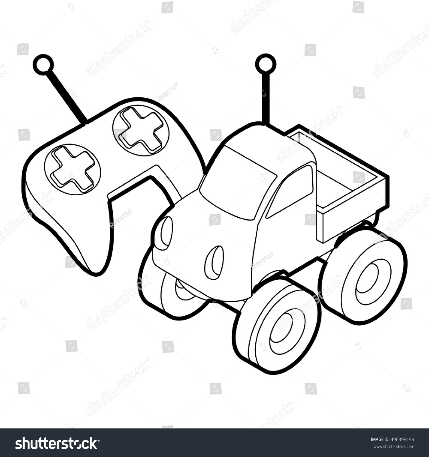 Outline illustration remote control car toy stock vector royalty free