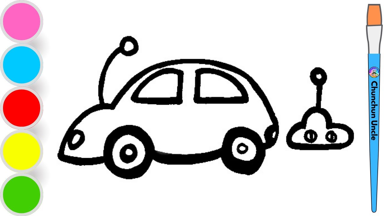 Reote control car drawing painting and coloring for kids toddlers rc toy car how to draw
