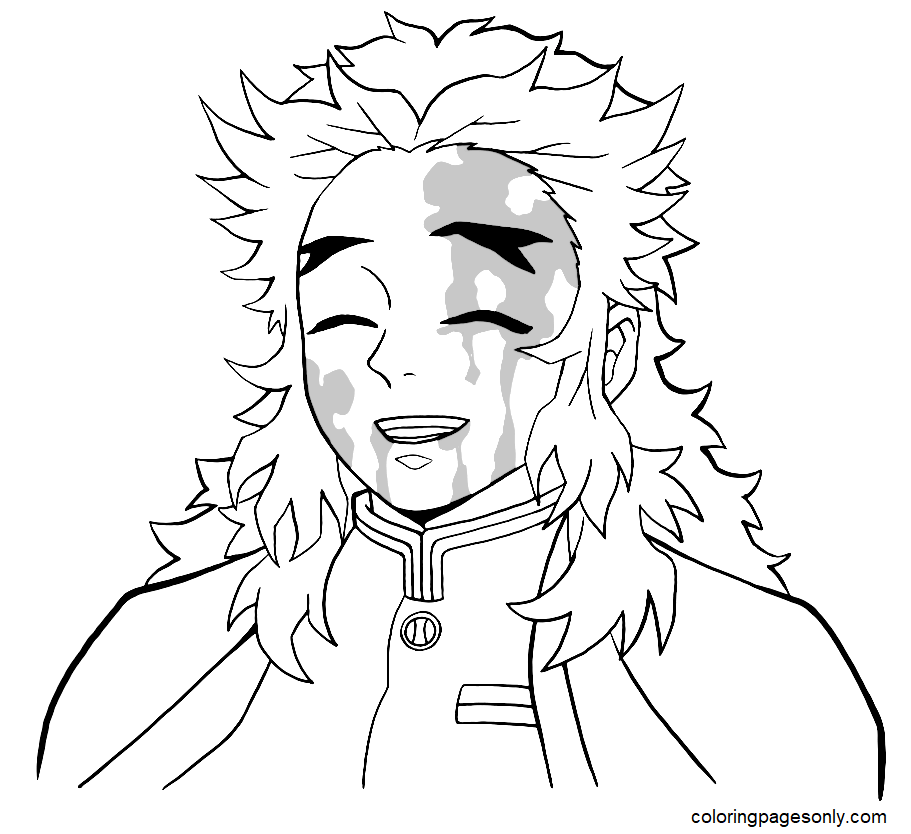 Kyojuro rengoku coloring pages printable for free download