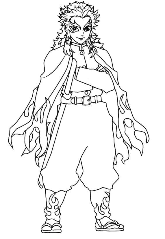 Kyojuro rengoku coloring pages printable for free download