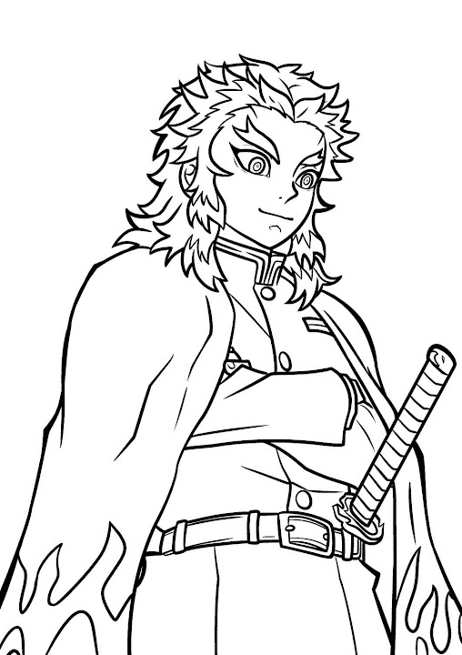 Kyojuro rengoku coloring pages printable for free download