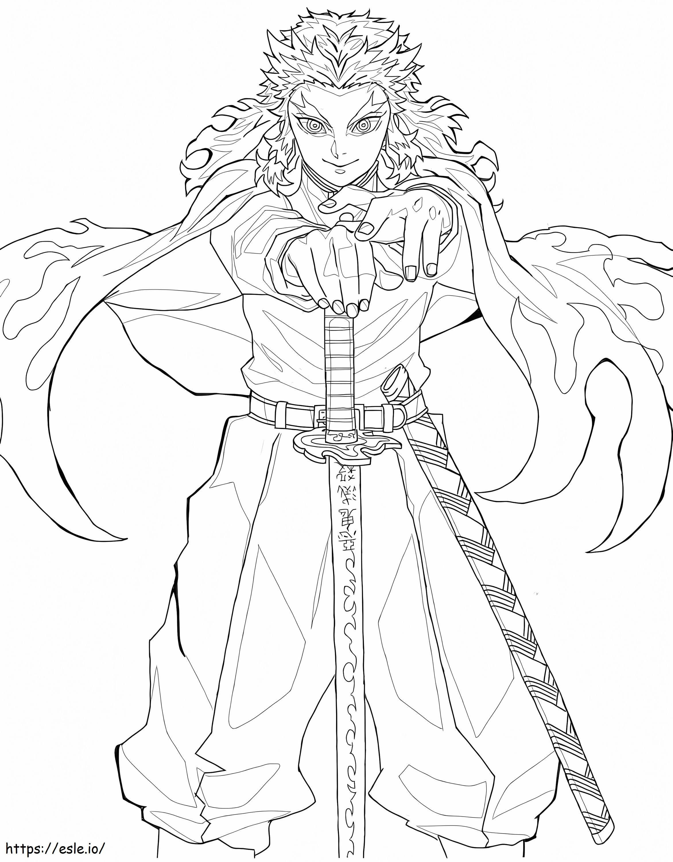 Anime kyojuro rengoku coloring page