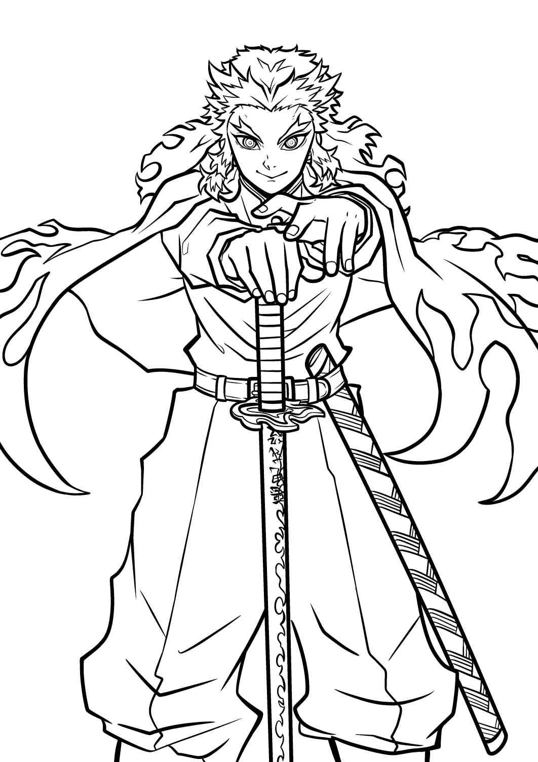 Kyojuro rengoku coloring pages printable for free download