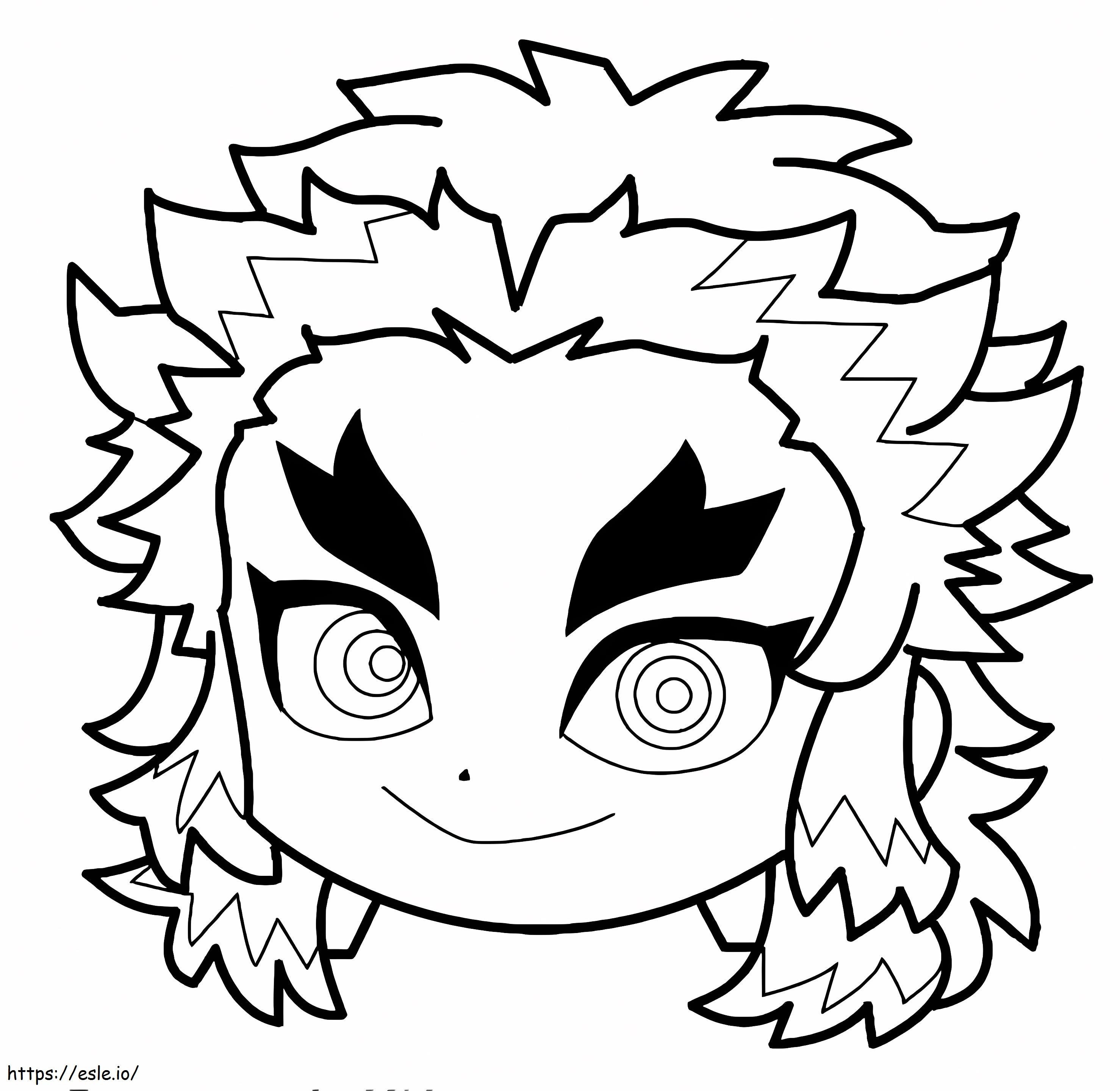 Chibi kyojuro rengoku face coloring page