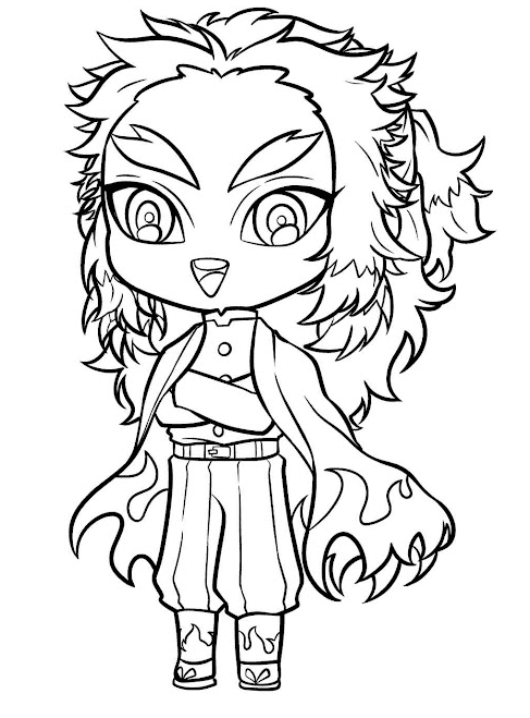 Mini kyojuro rengoku coloring page printable