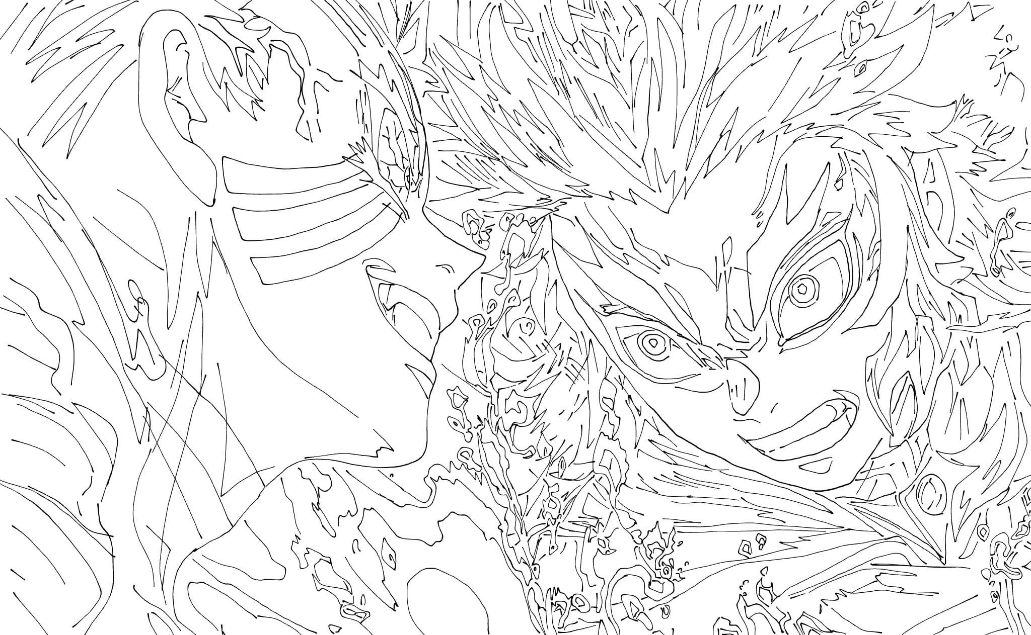 Coloring pages akaza vs rengoku