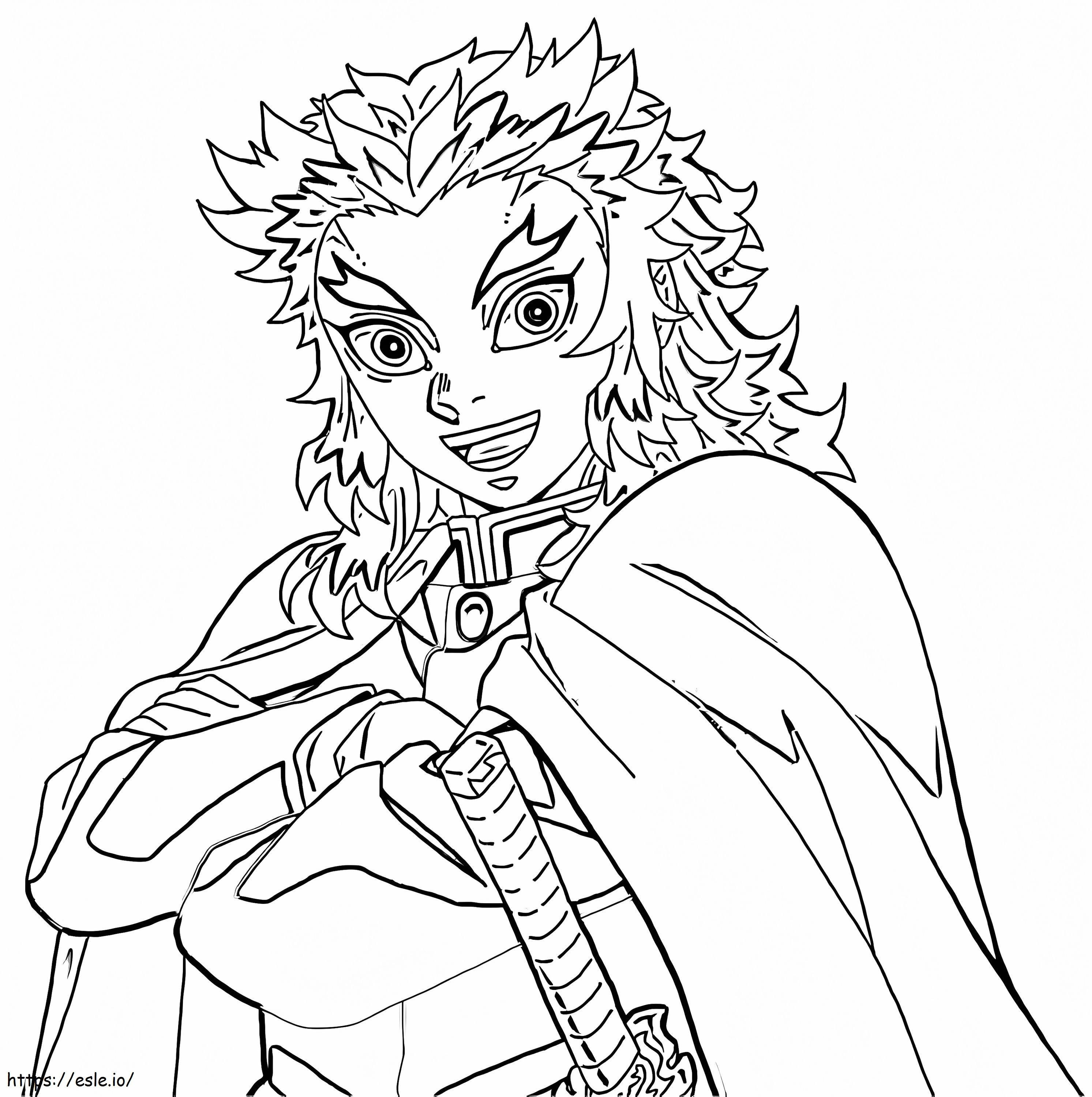 Print kyojuro rengoku coloring page