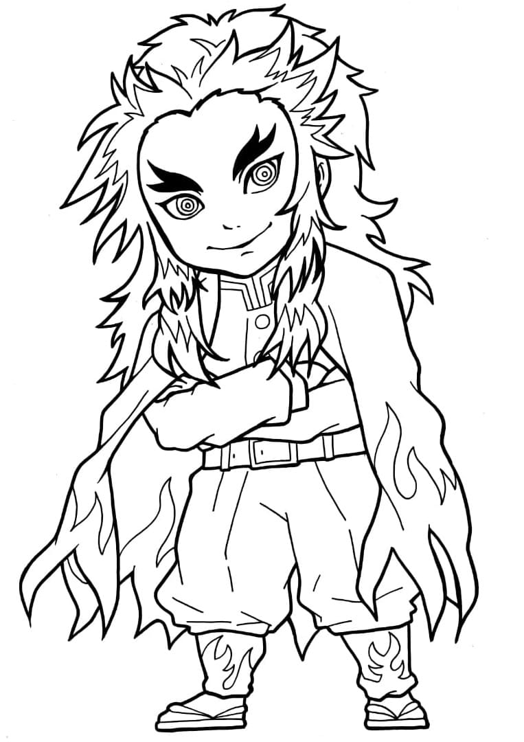 Kyojuro rengoku chibi coloring page
