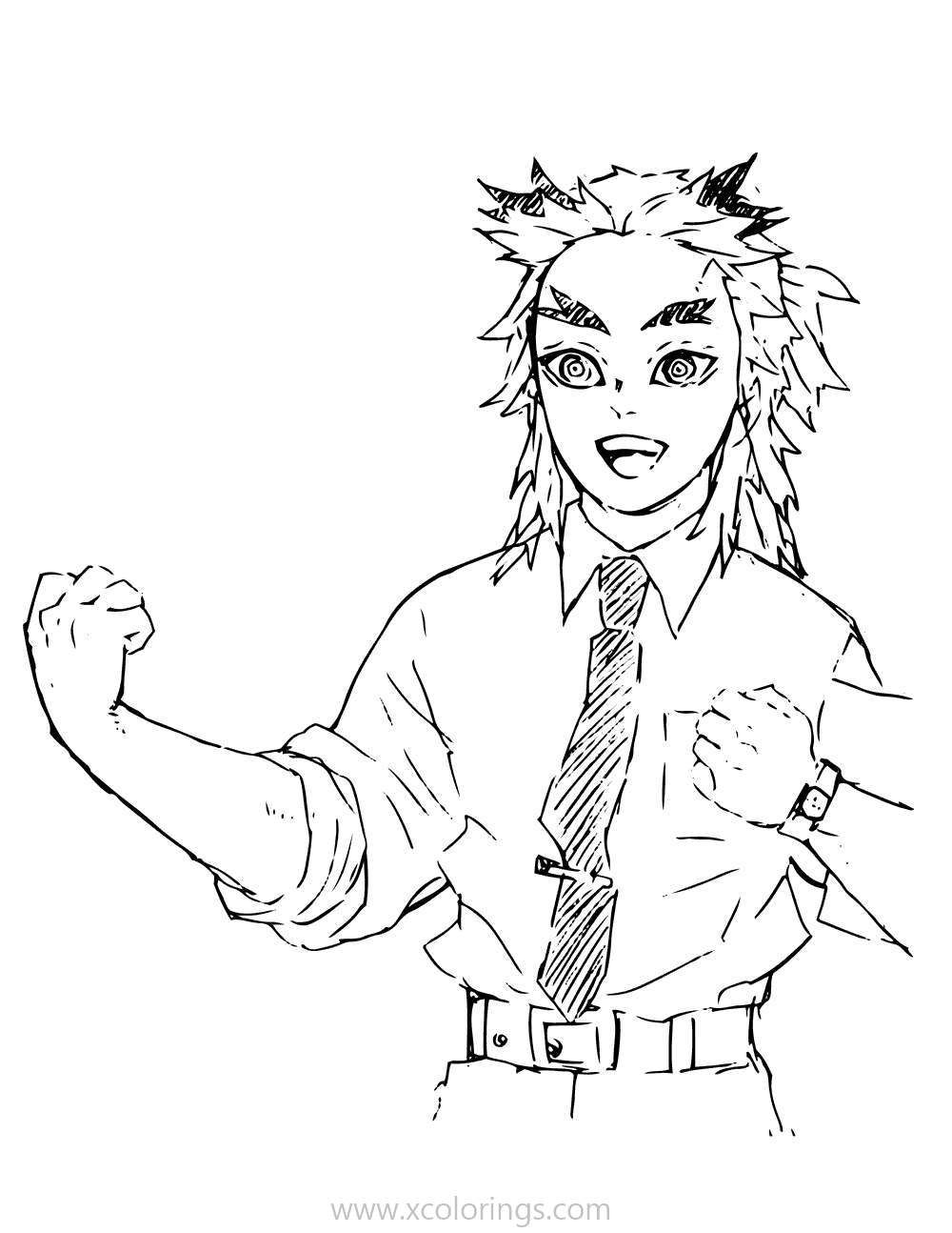 Demon slayer coloring pages kyojuro rengoku coloring pages for kids anime demon