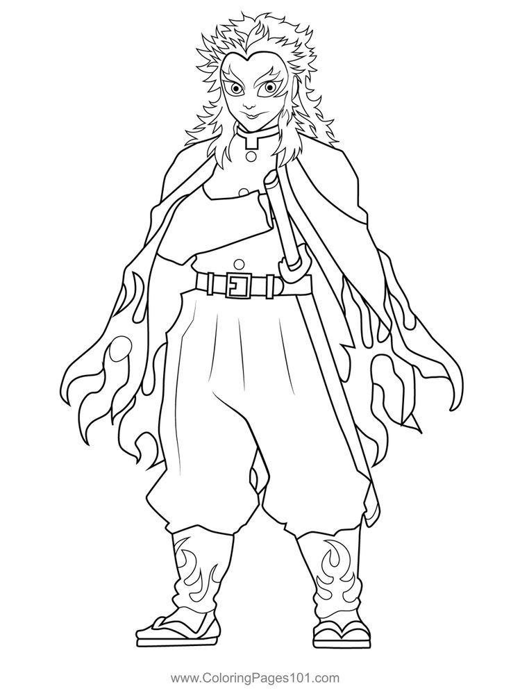 Kyojuro rengoku demon slayer coloring page coloring pages slayer coloring pages for kids