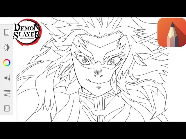 Digital outline kyojuro rengoku from kimetsu no yaiba demon slayer