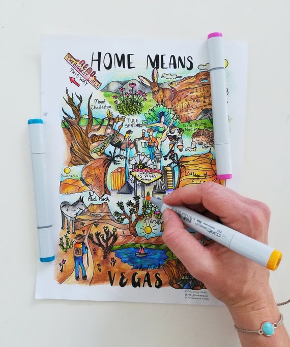 Las vegas coloring coloring page nevada coloring page vegas coloring page red rock canyon art adult coloring page coloring book