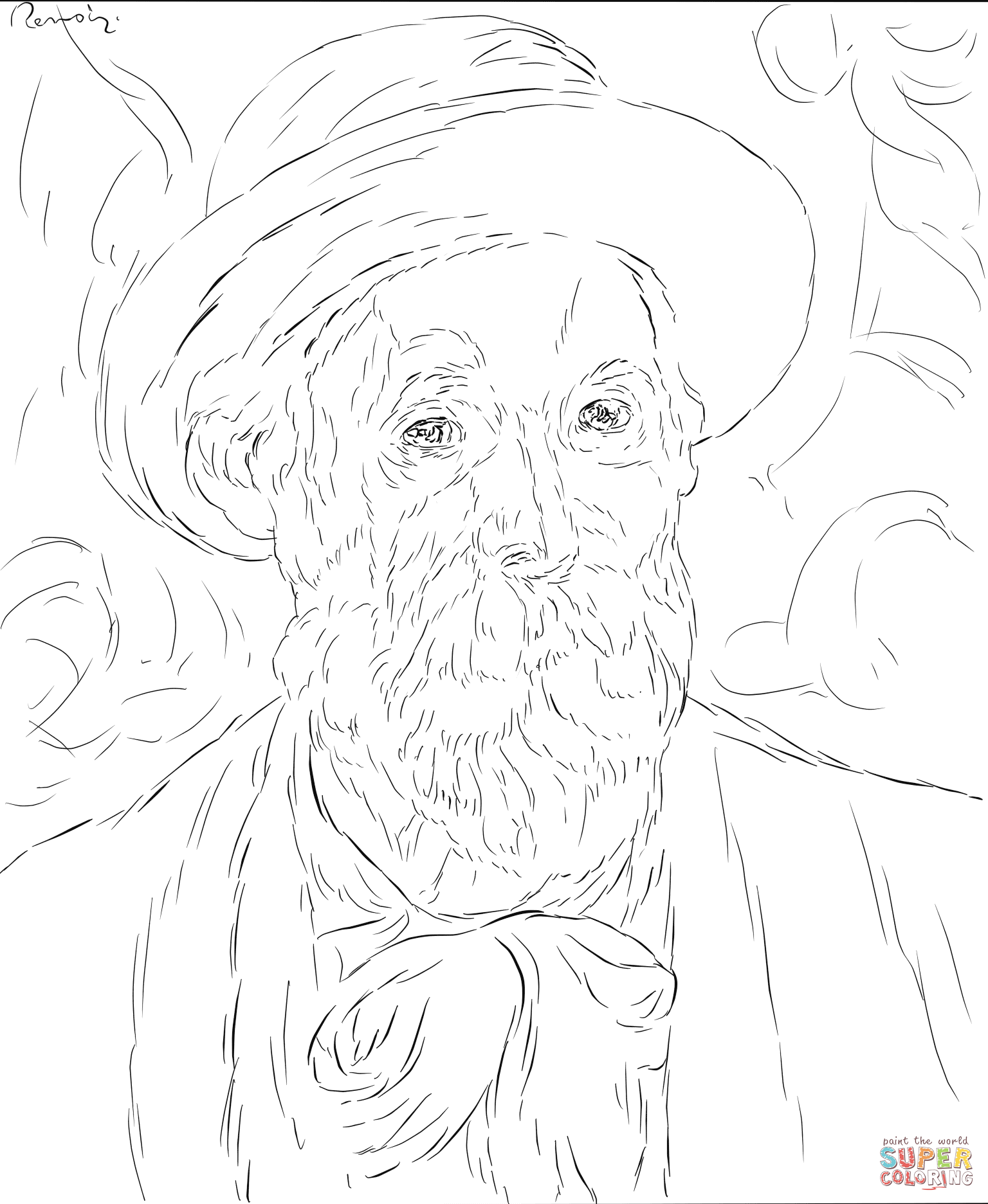 Pierre auguste renoir self portrait coloring page free printable coloring pages