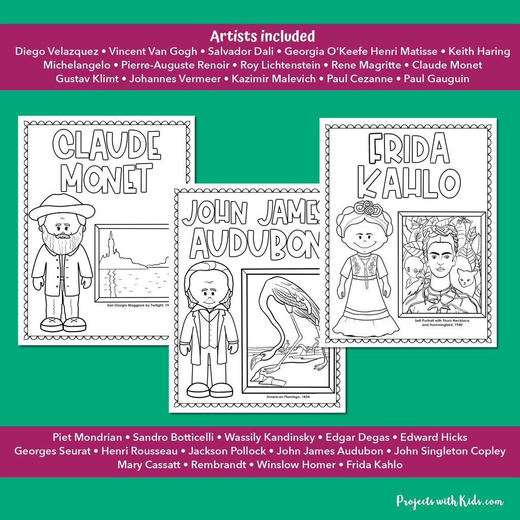 Famous artist coloring pages