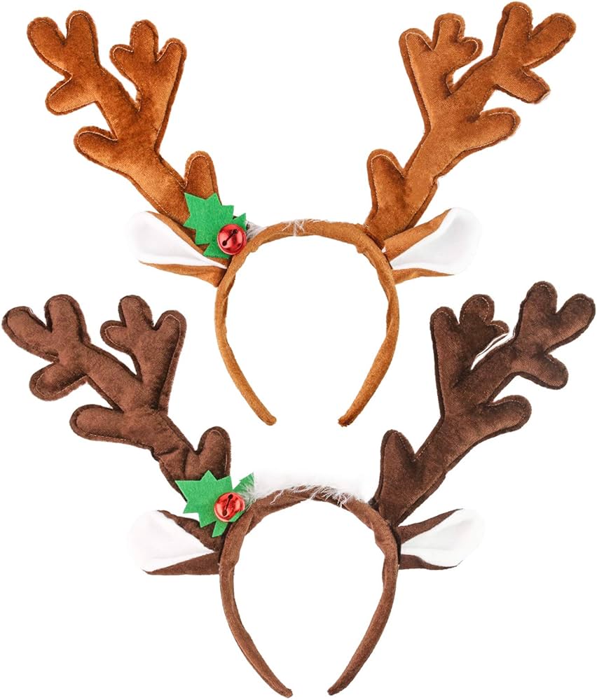 Hansgo reindeer antlers headband pcs deer antlers headband with bells cute christmas reindeer ears headband clothing shoes jewelry