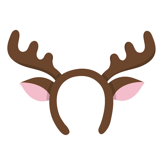 Premium vector doodle sticker christmas wreath on the head antlers