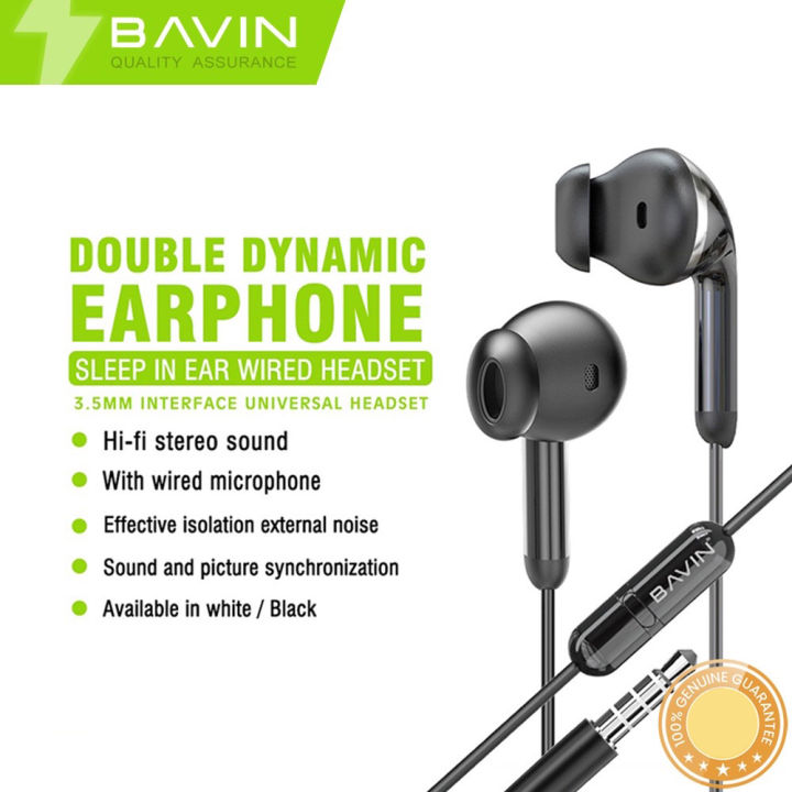 Gk bavin hx double dynamic sleep in ear wired universal earone mm audio jack with built