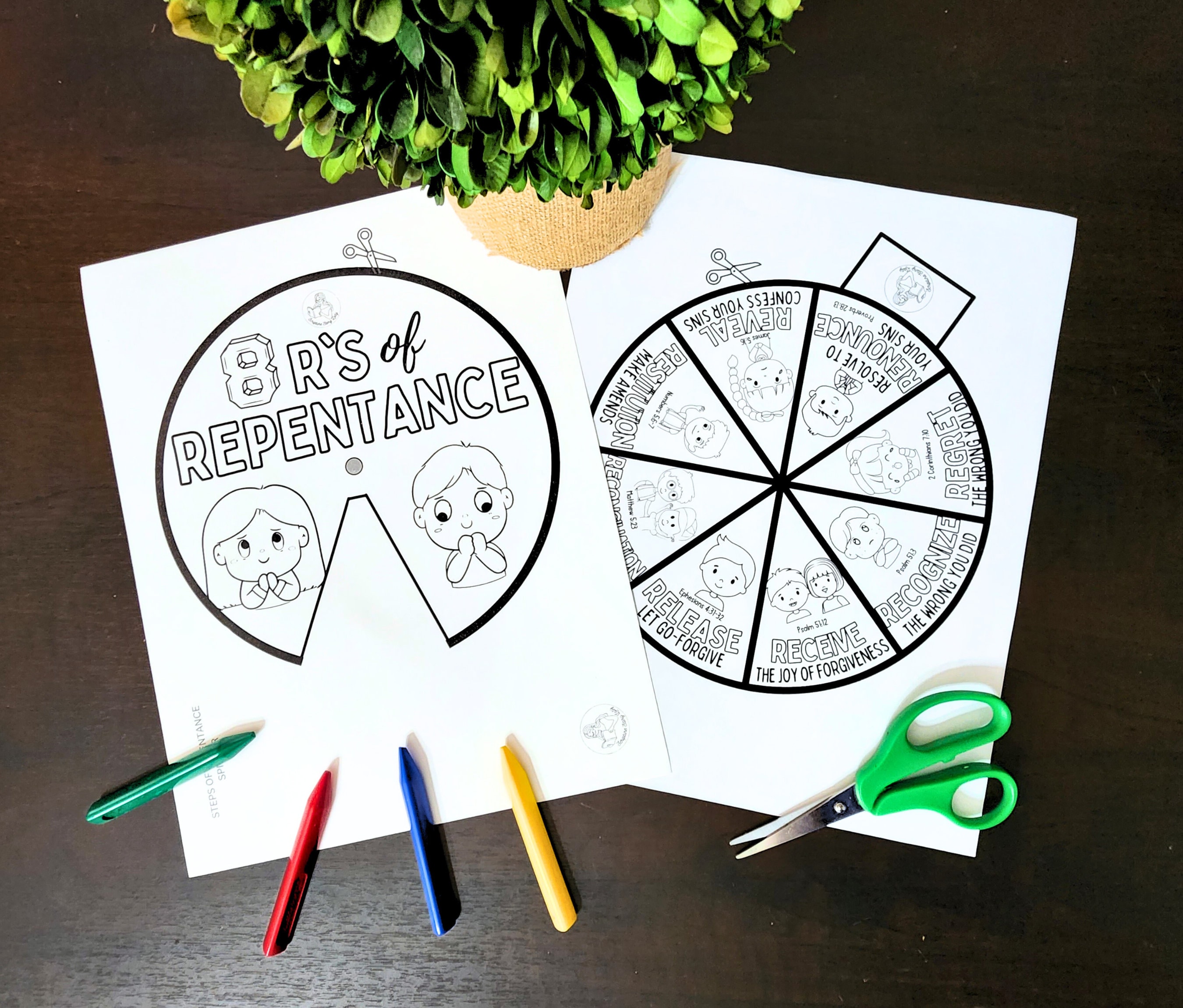 Steps of repentance coloring spinner wheel coloring pg isaiah kids bible crafts sunday school bible lesson e follow me