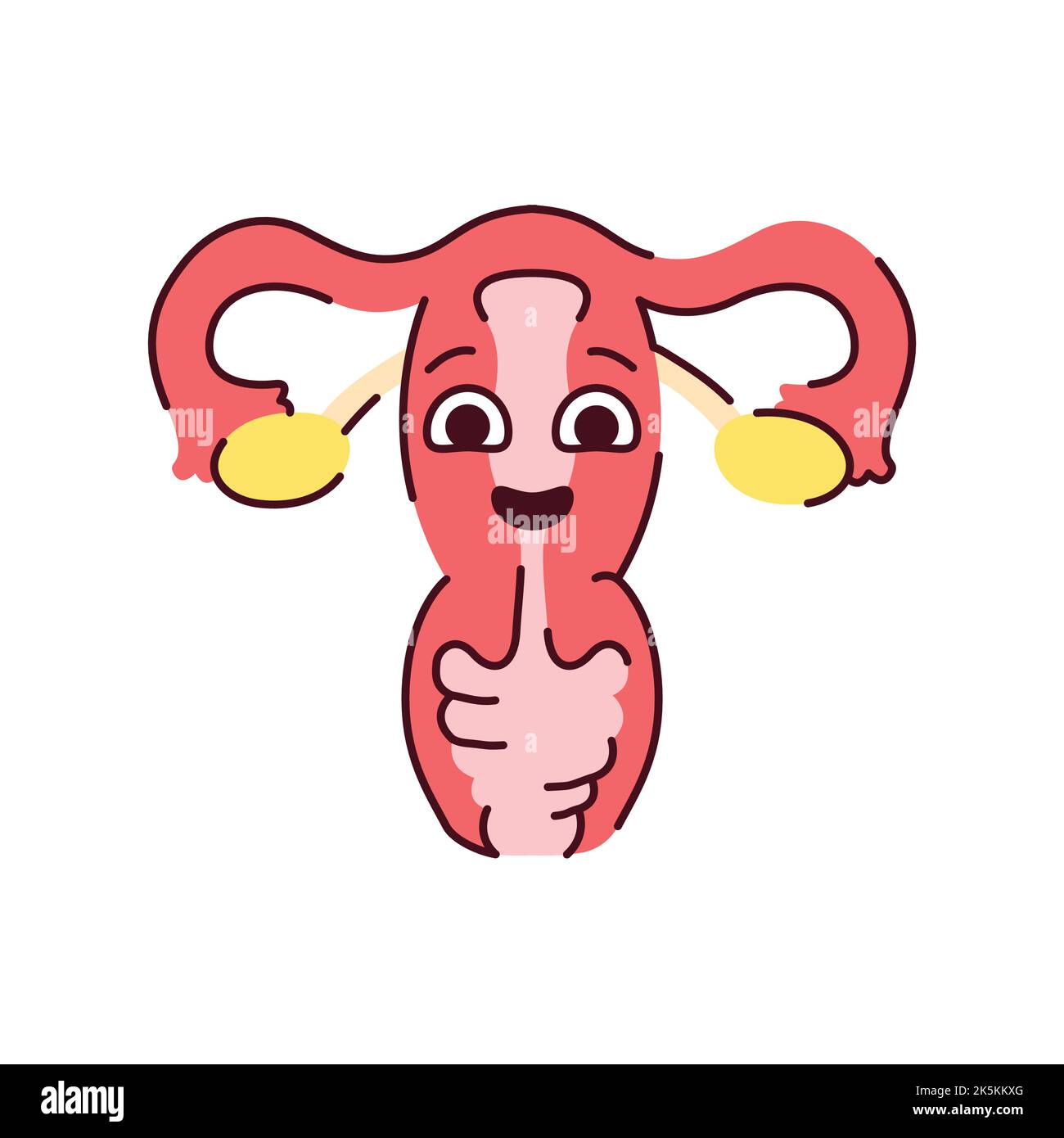 Woman reproductive system color line icon mascot of emotions pictogram for web page mobile app promo stock vector image art