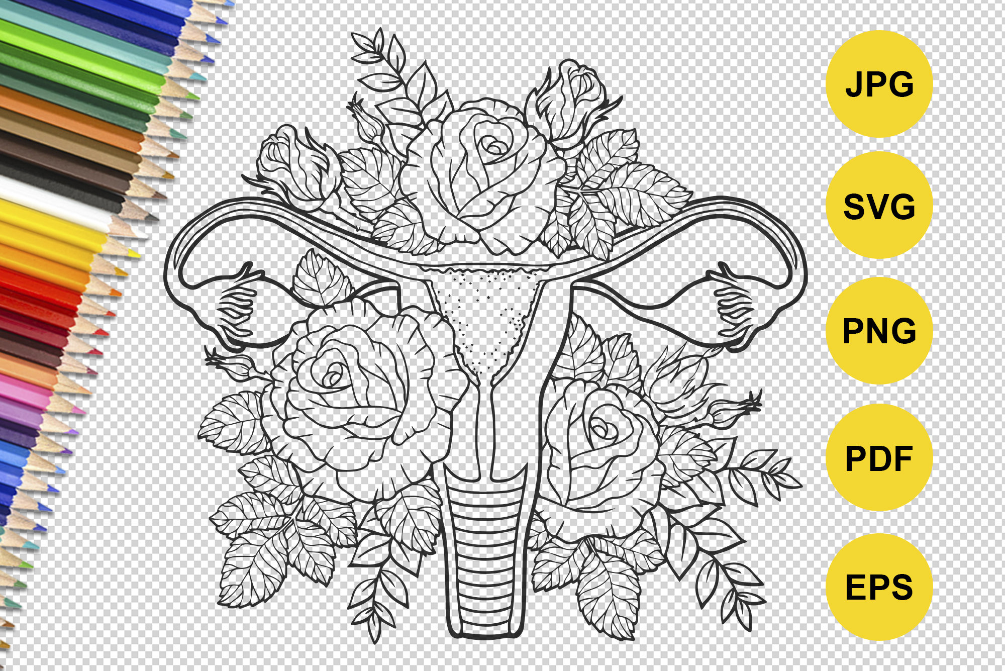 Floral uterus svg floral vagina my vagina is beautiful female reproductive system made of flowers vector file png svg feminism concept download now