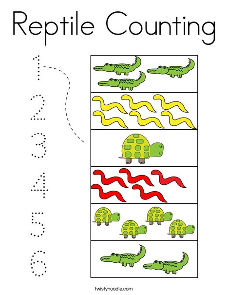 Reptile counting coloring page