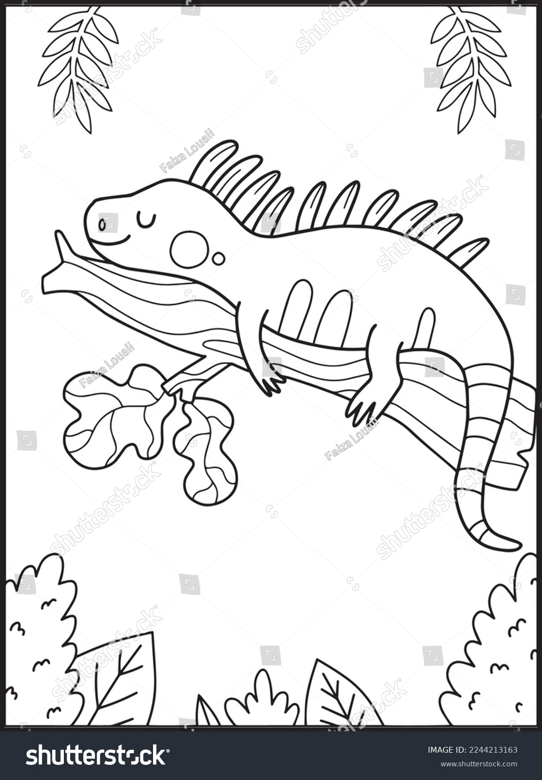 Reptiles coloring pages kids stock vector royalty free