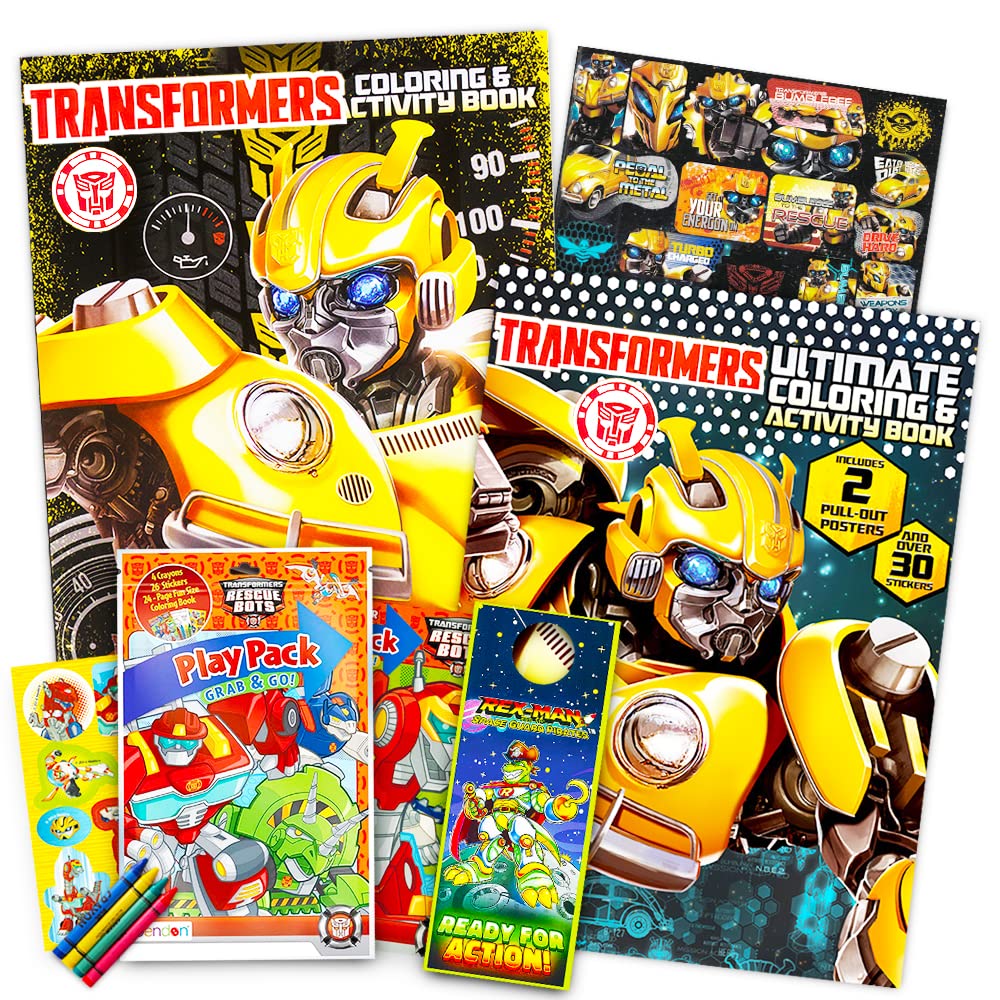 Transformers rescue bots coloring and activity book set with stickers and crayons toys games