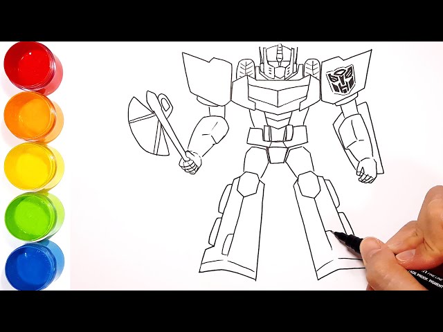 How to draw and color transformer optimus prime