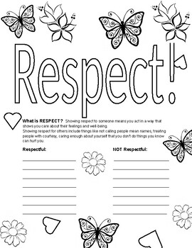 Respect coloring examples worksheet by mary taylor tpt
