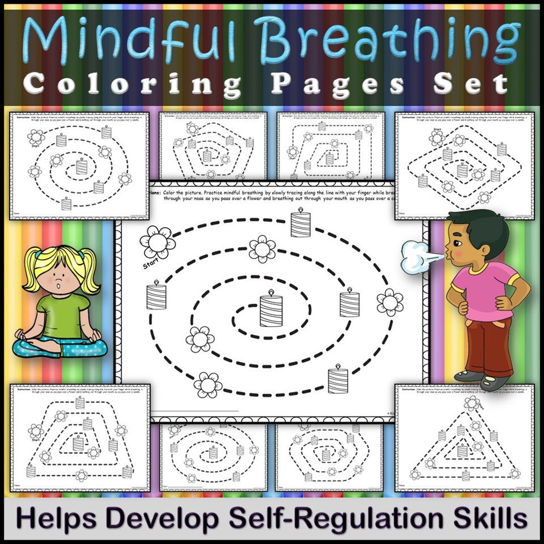 Mindfulness breathing coloring pages for self