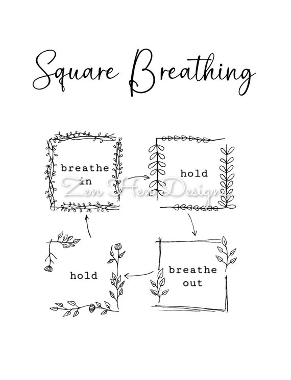 Digital printable square breathing mindfulness coloring page coloring poster color your own pdf sheet coloring pages for adults and kids instant download