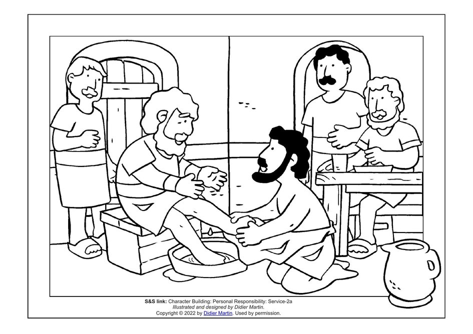 Coloring page lessons from jesus serve one another my wonder studio