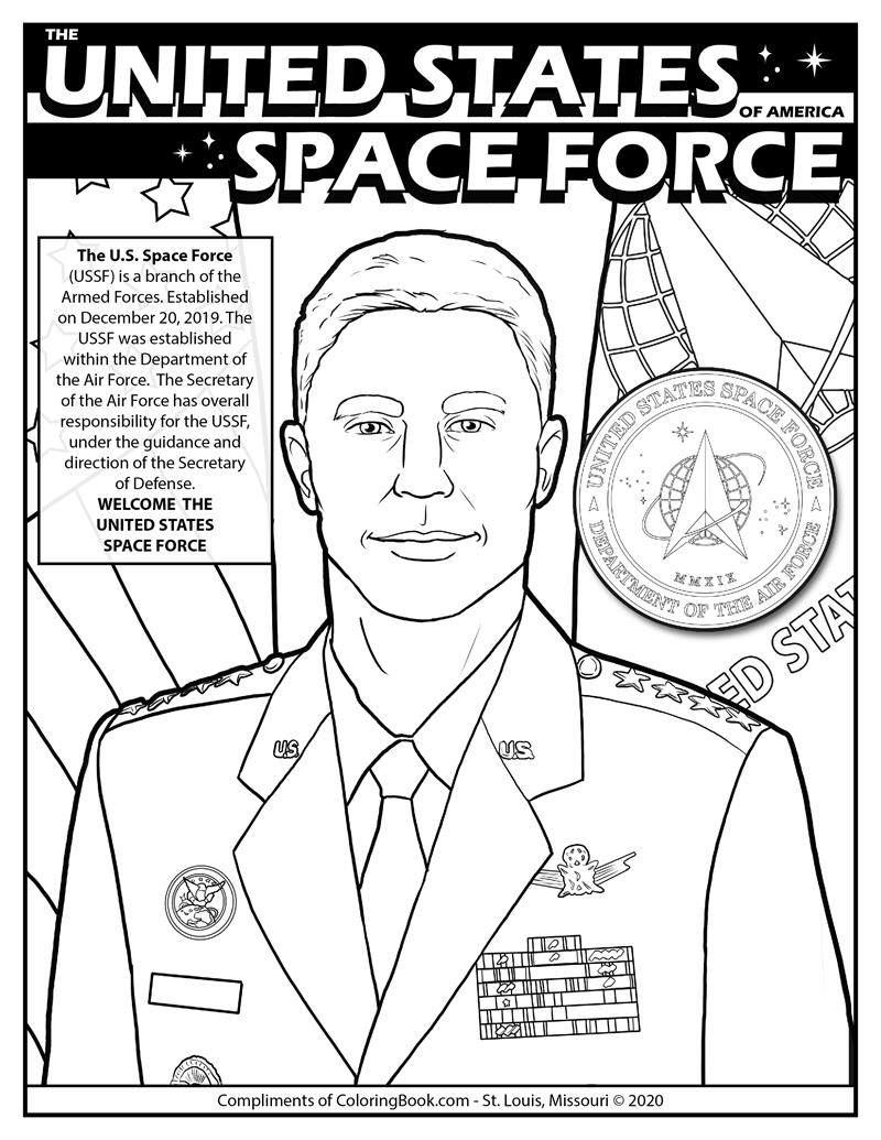 Celebrating us space force coloring page