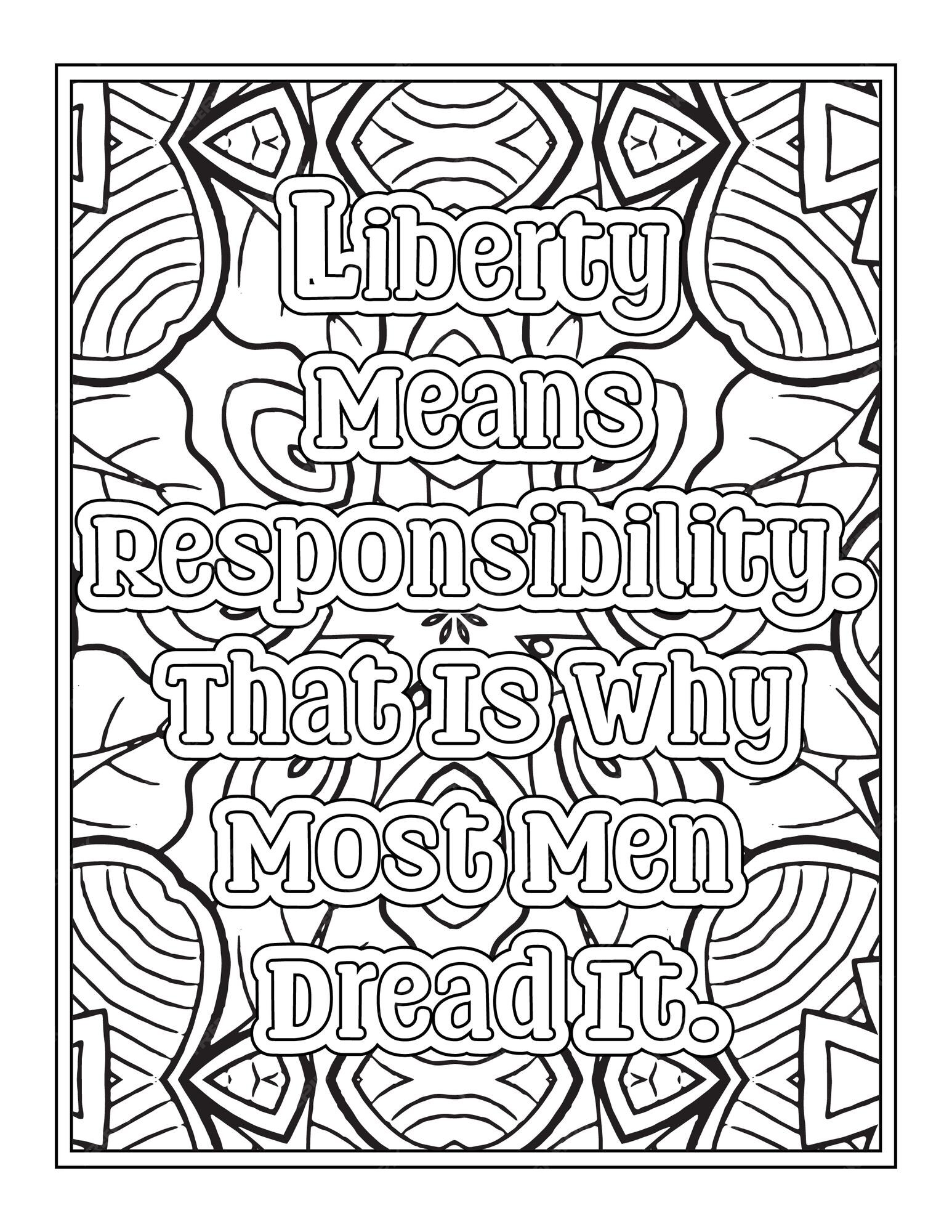 Premium vector patriotic quotes coloring pages for kdp coloring pages