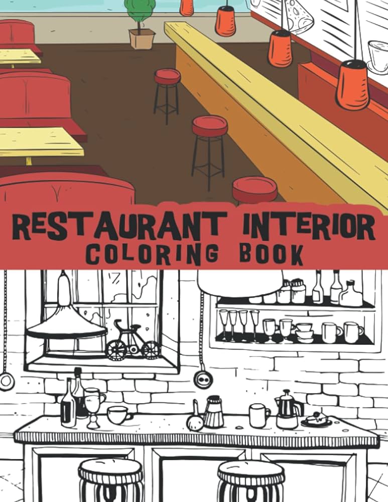 Restaurant interior loring book interior design restaurant furniture zy cafe interior hand drawn bistro elegant ffee shop interior and so much more journals bluebee books