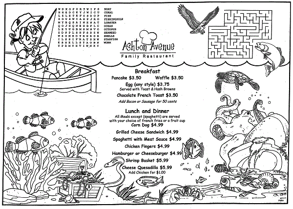 Childrens menus kids coloring menus for restaurants