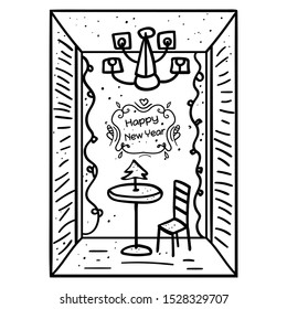 Inside christmas restaurant coloring page book stock vector royalty free
