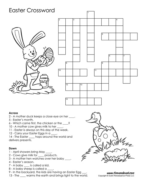 Free printable easter crossword puzzle â tims printables