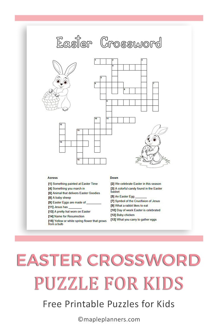 Free printable easter crossword puzzle fun easter activities for kids