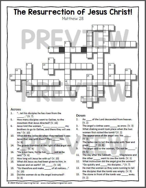 Christian easter crossword puzzles made by teachers